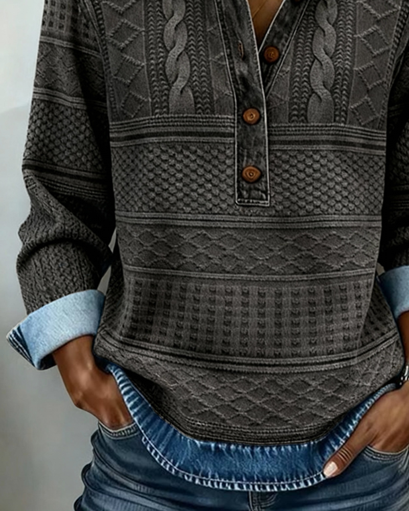 Dolores | Trendy Sweatshirt with Half Button and Collar