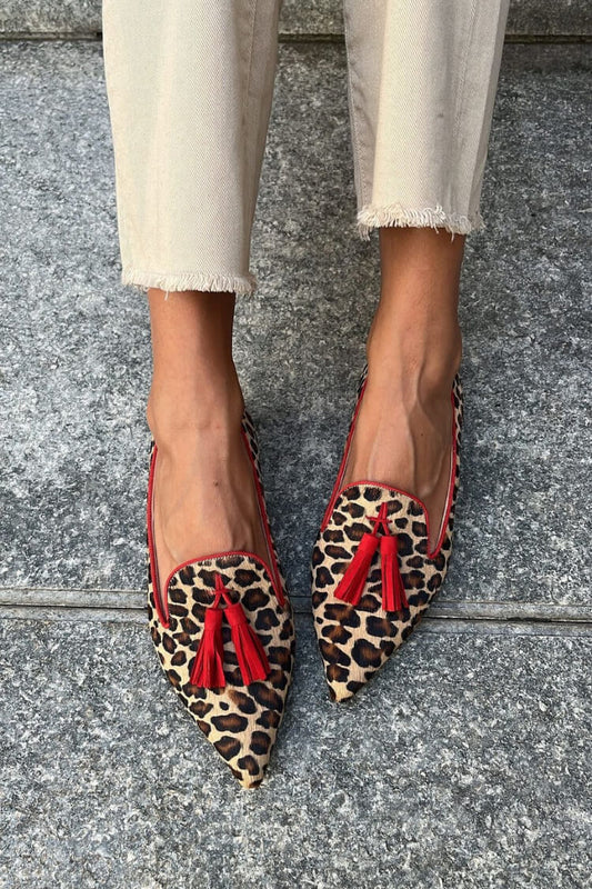 Naya | Leopard Print Moccasins with Pom Poms
