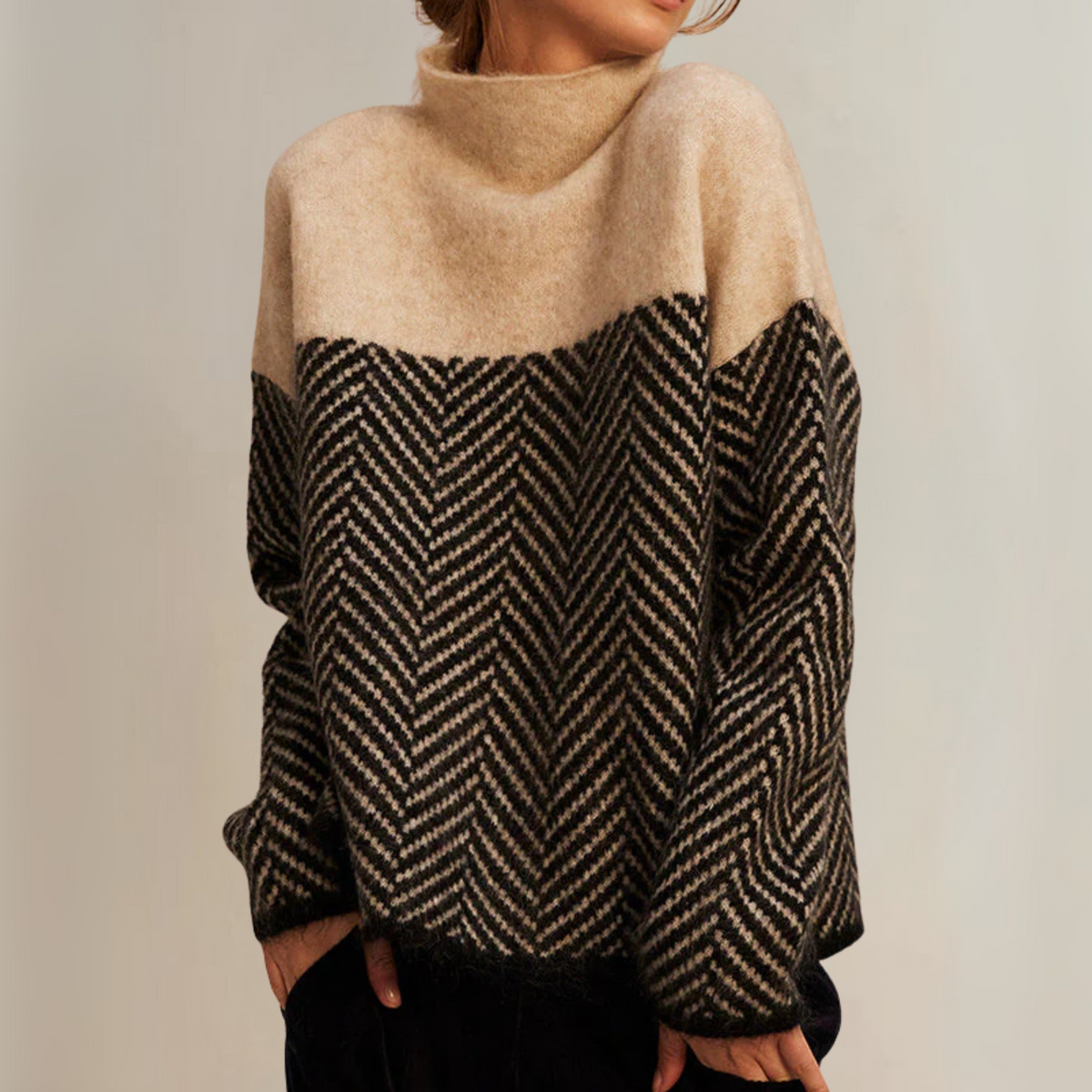 Brigitte | High Neck Graphic Sweater
