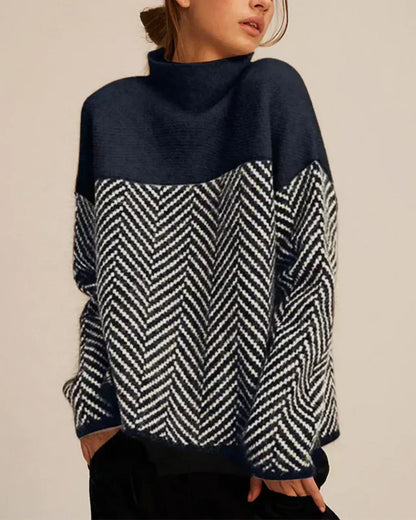 Brigitte | High Neck Graphic Sweater