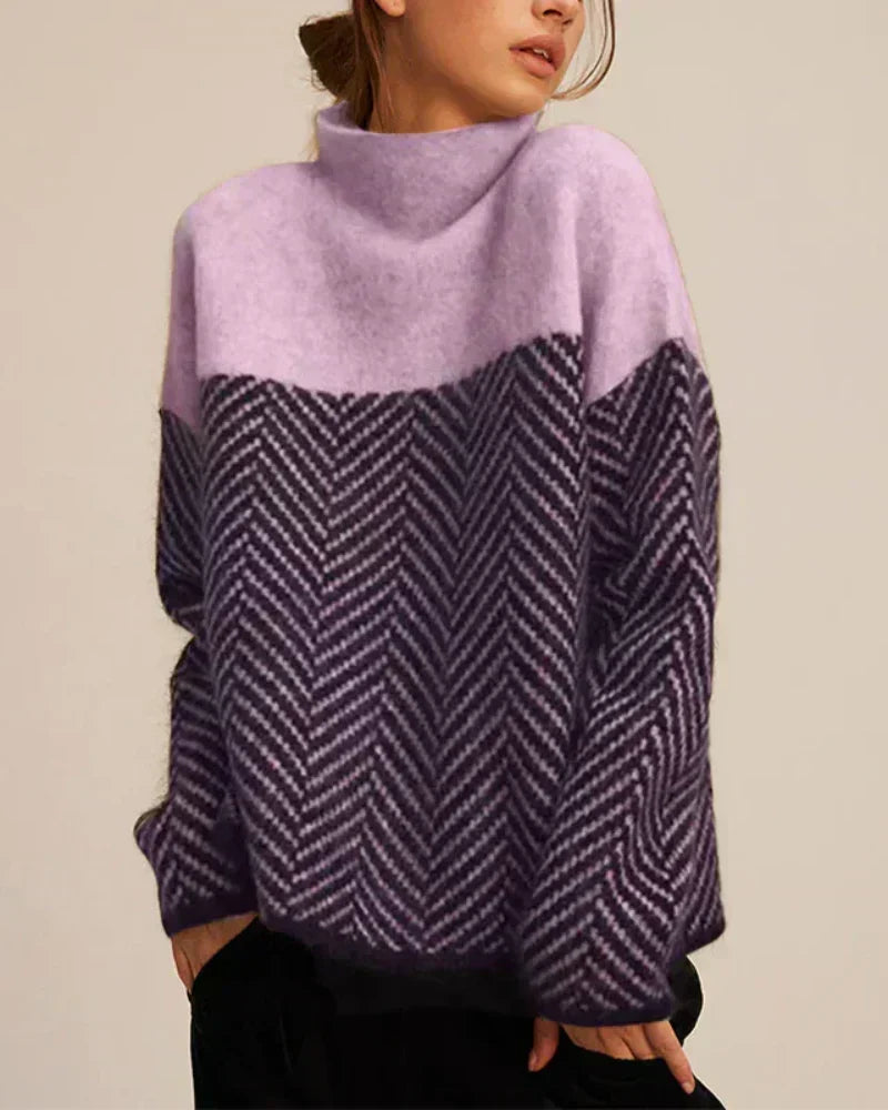 Brigitte | High Neck Graphic Sweater