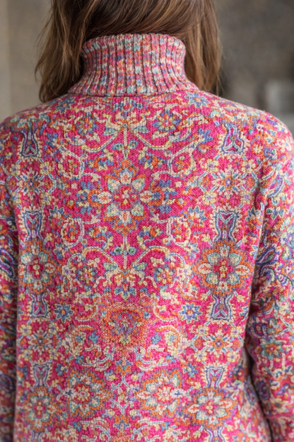 Anna | Retro Ethnic Floral Turtleneck