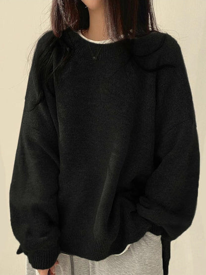 Laurette - Drop Shoulder Split Hem Sweater