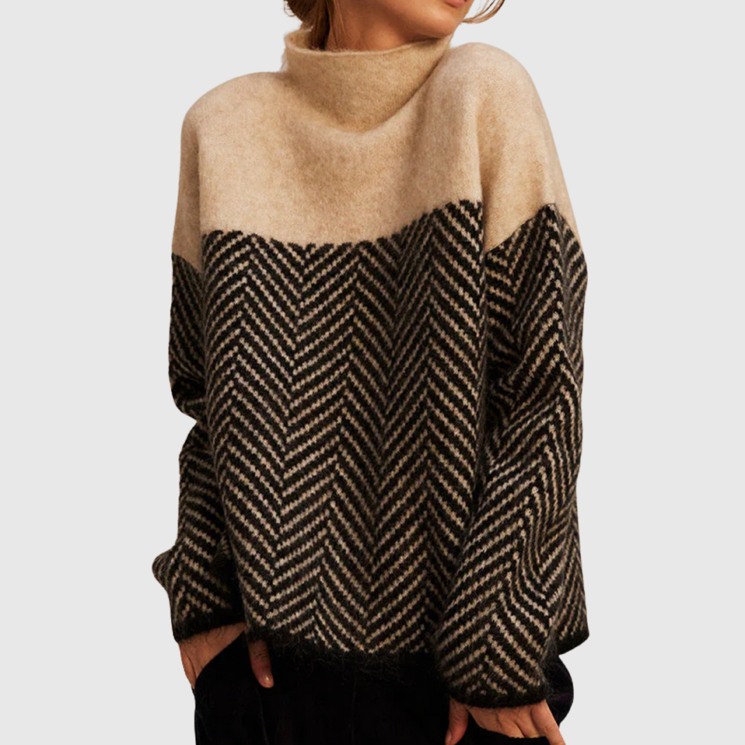 Brigitte | High Neck Graphic Sweater