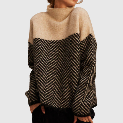 Brigitte | High Neck Graphic Sweater
