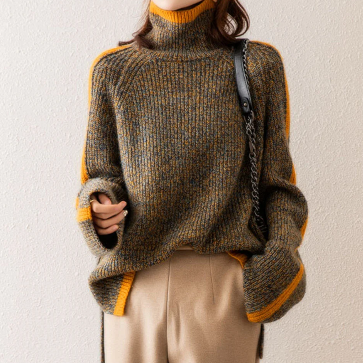 Emily | Contrast Turtleneck Sweater