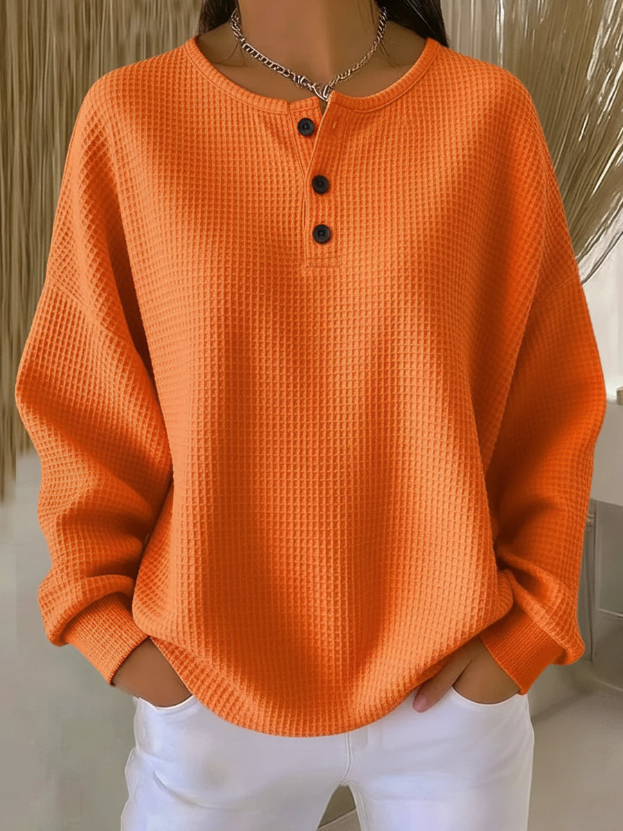 Zsazsa – Waffle Knit Henley Sweatshirt