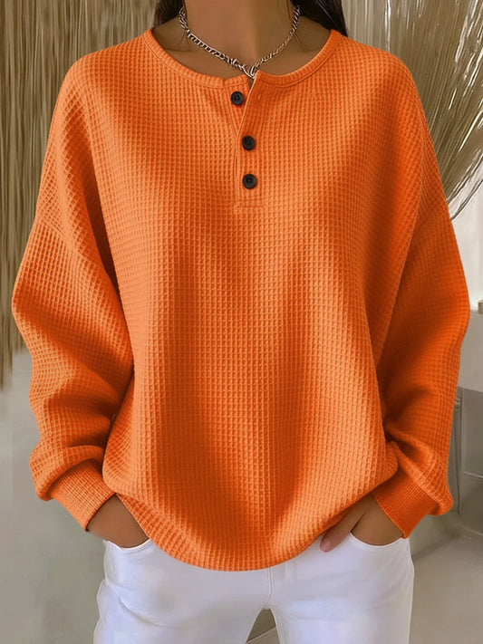 Zsazsa – Waffle Knit Henley Sweatshirt