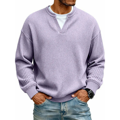 Corbin - Textured Mock-Layer Waffle Sweater
