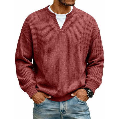 Corbin - Textured Mock-Layer Waffle Sweater