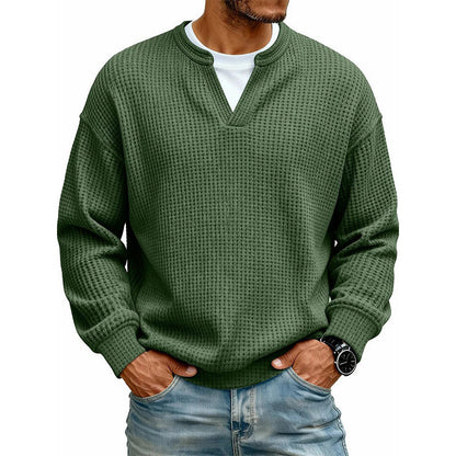 Corbin - Textured Mock-Layer Waffle Sweater